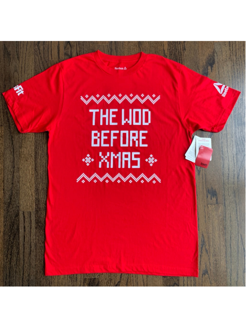 Reebok CrossFit 100% Cotton "The WOD Before Xmas" Graphic T-Shirt Red Men M NWT